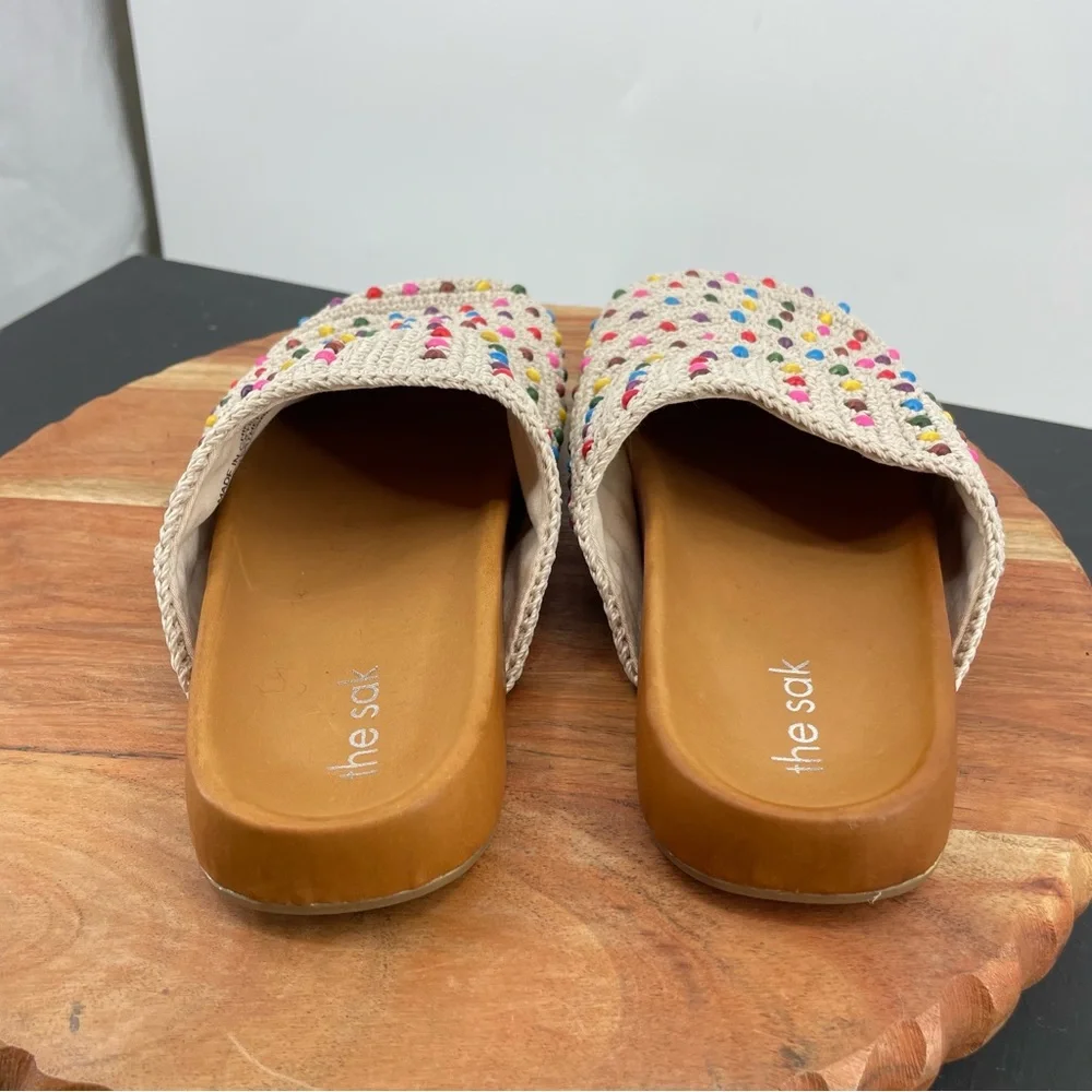 The Sak Bolinas beige crochet beaded clog mules size 7 - Picture 4 of 7